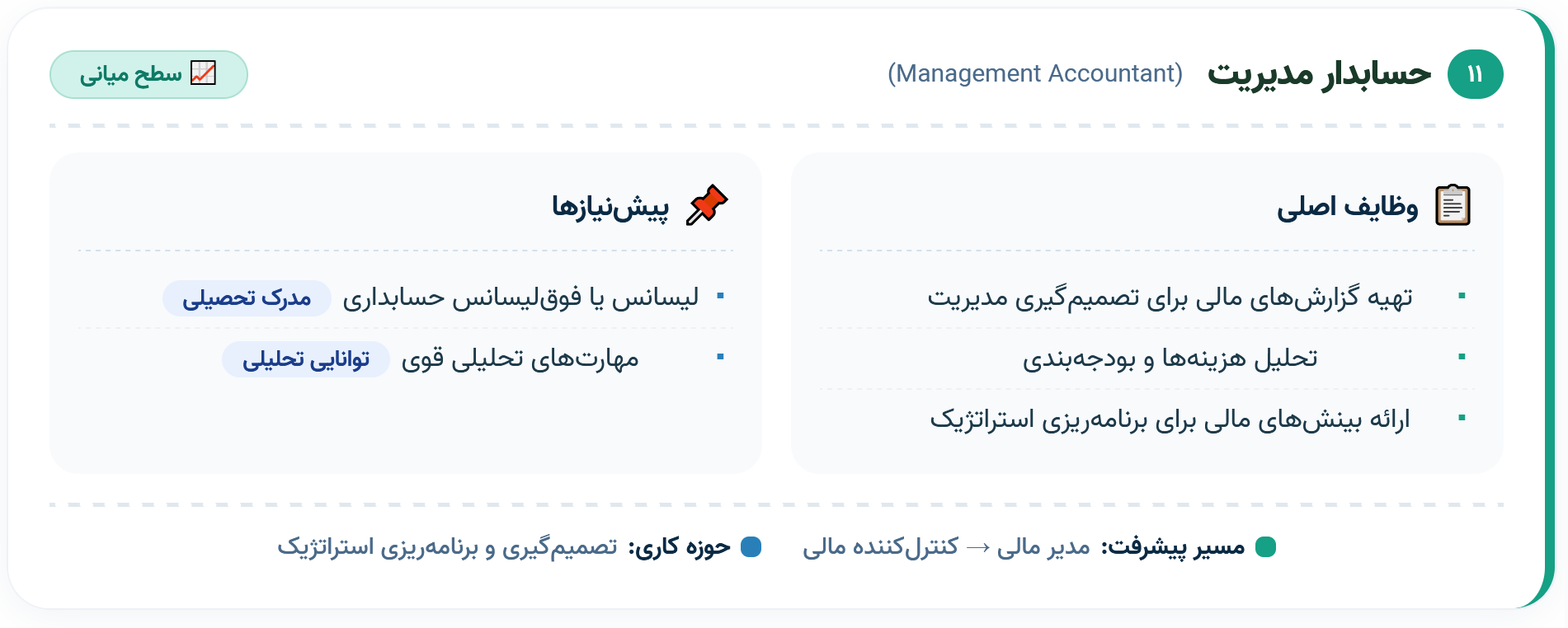 ۱۱. حسابدار مدیریت (Management Accountant)