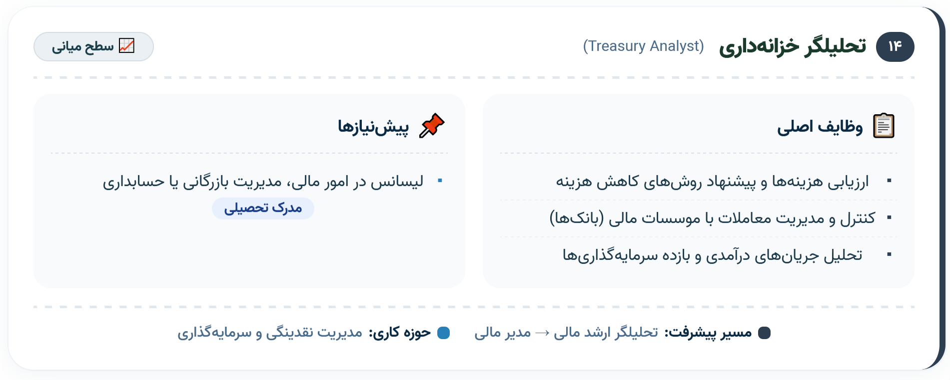 ۱۴. تحلیلگر خزانه‌داری (Treasury Analyst)