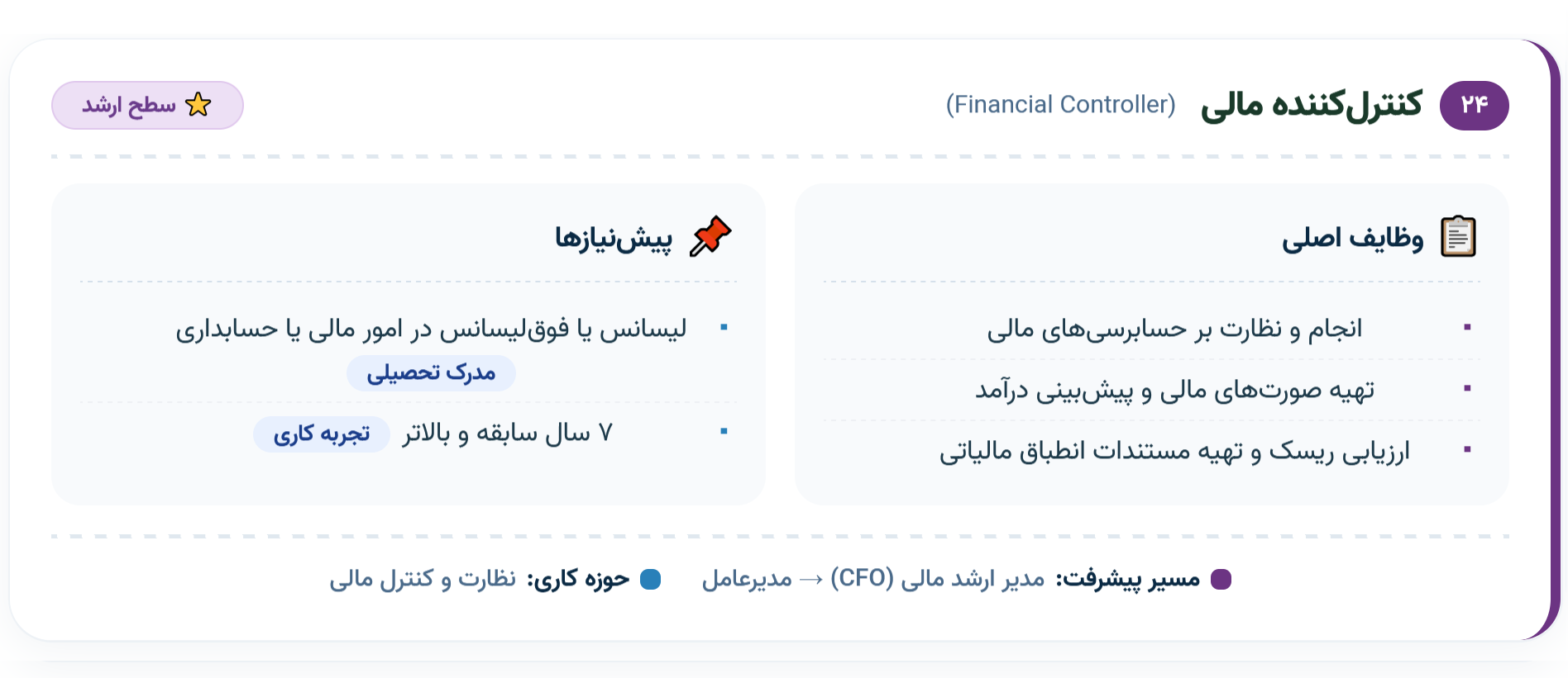 ۲۴. کنترل‌کننده مالی (Financial Controller)